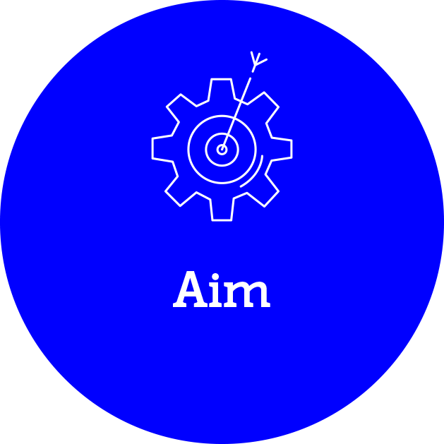Aim icon with an arrow inside a cog