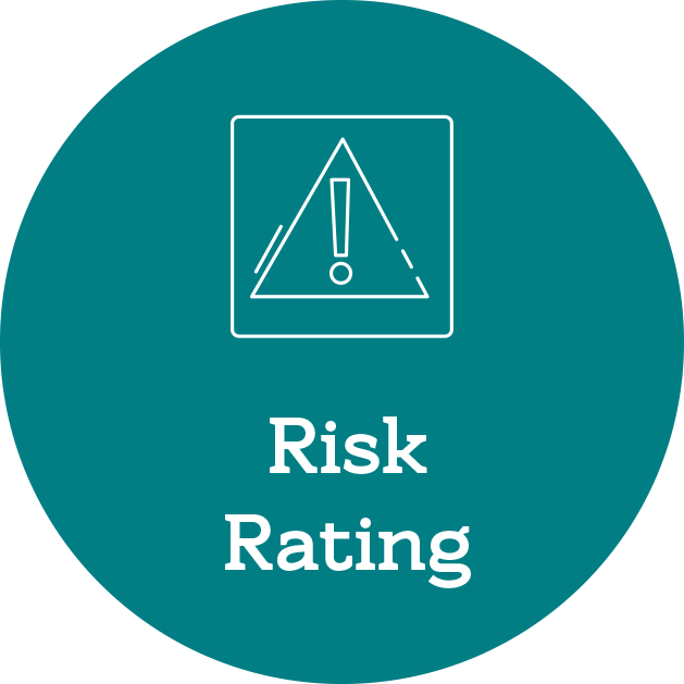 Risk Rating icon with a warning triangle inside a square