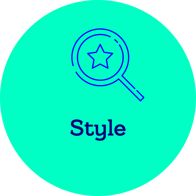Aim icon with a star inside a magnifying glass