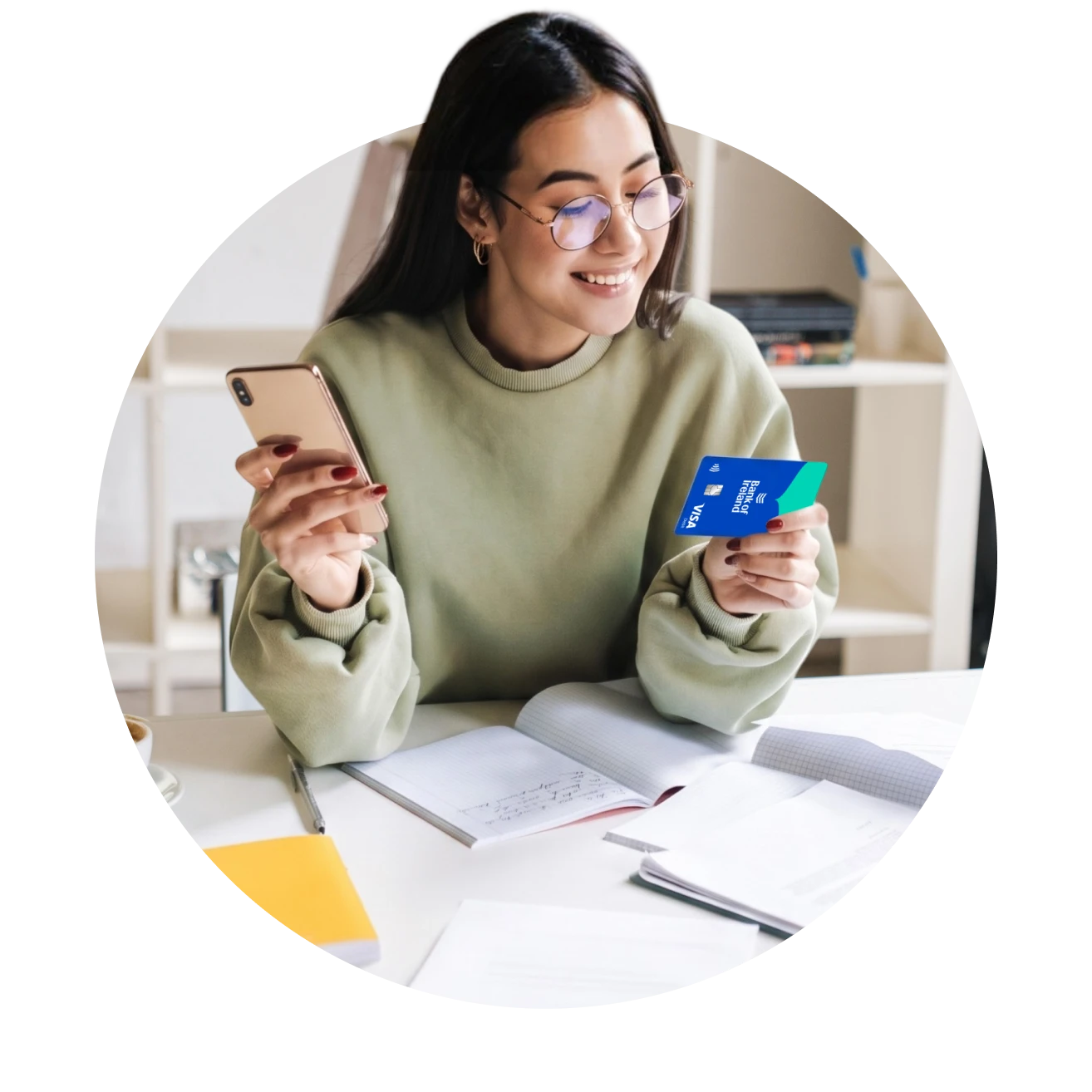 Third level student using Bank of Ireland mobile banking app